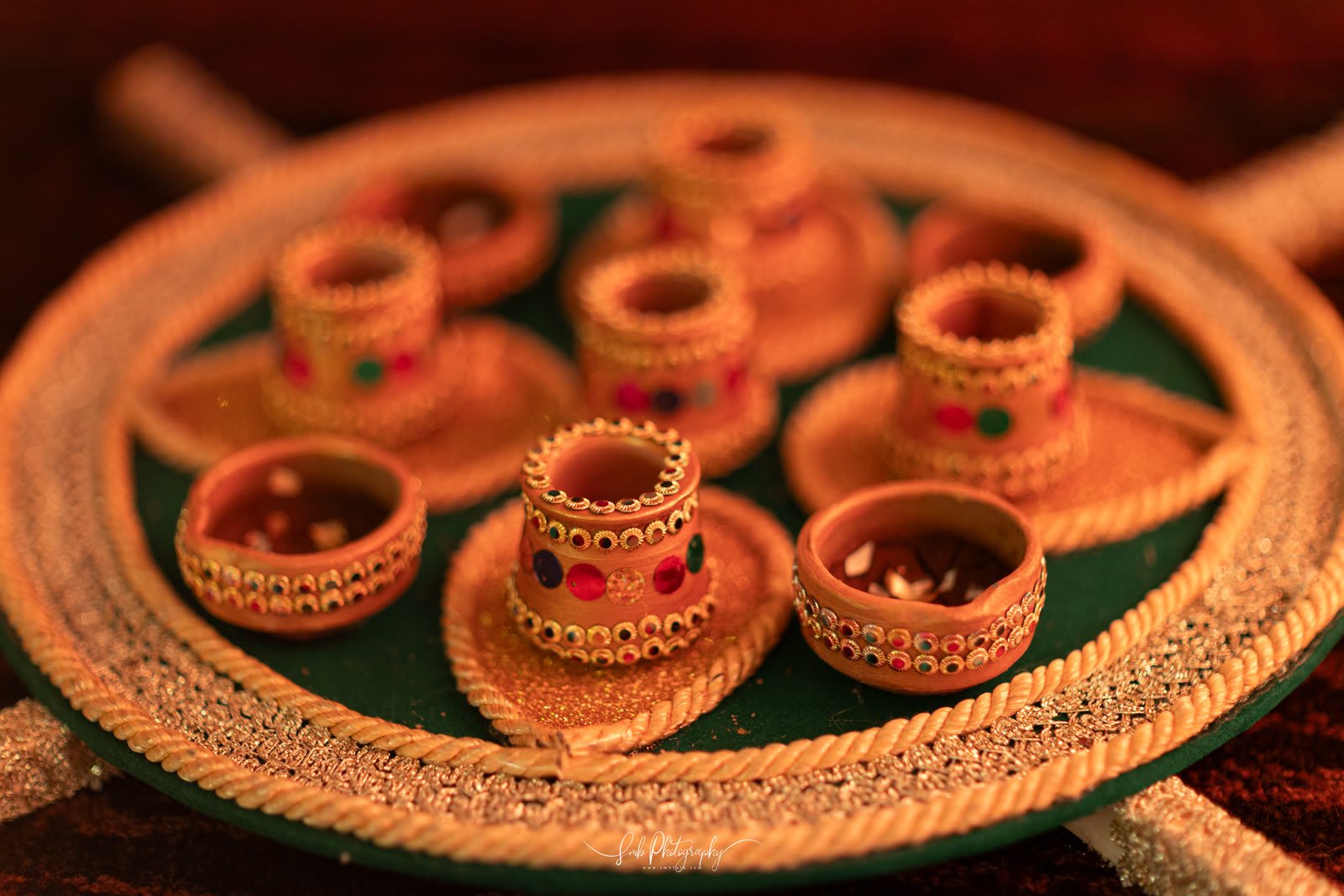 A brass tray of spiced canapes