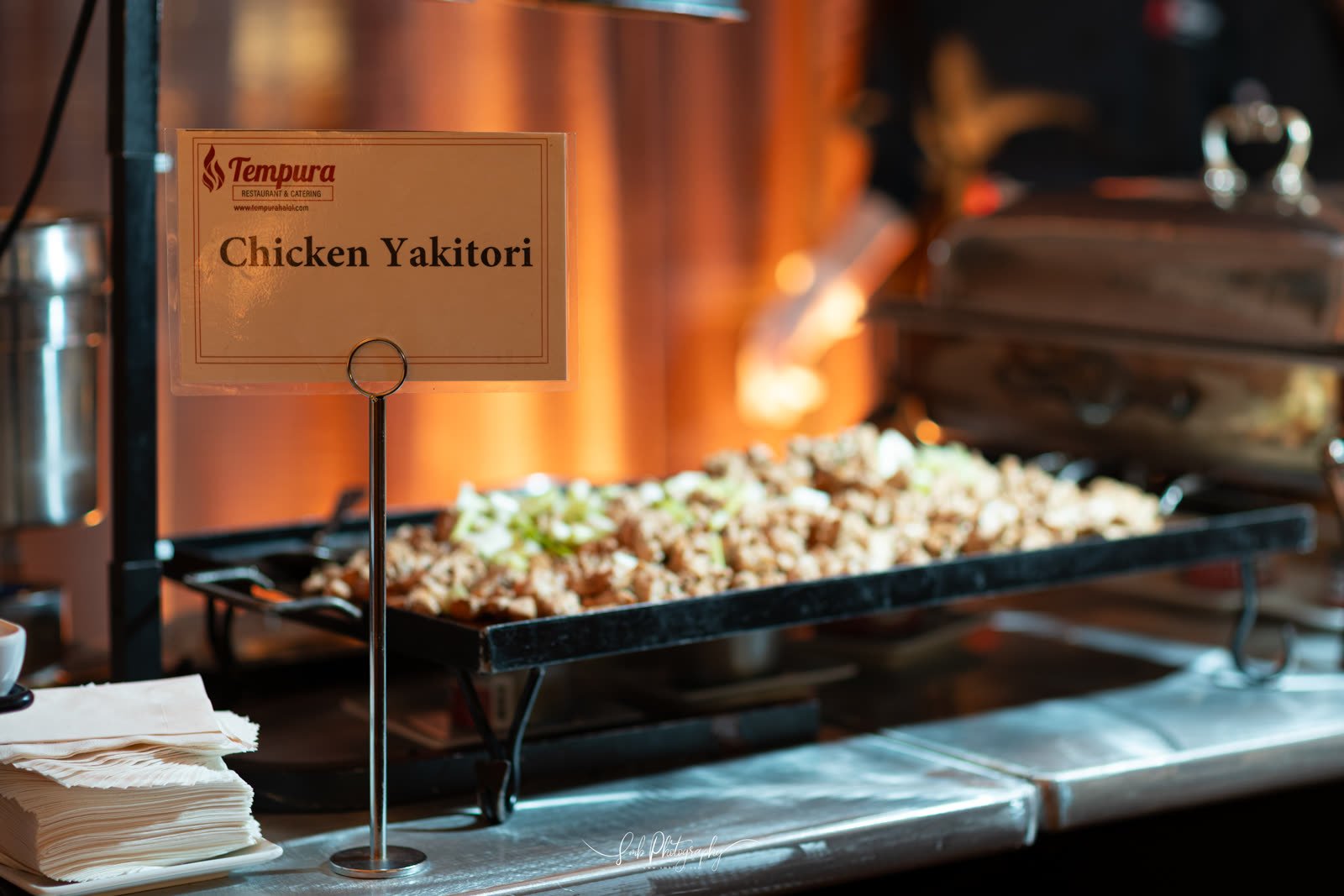 Chicken yakitori on the service line