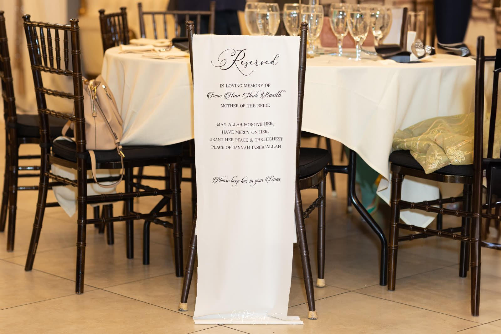 Place settings and a reserved card