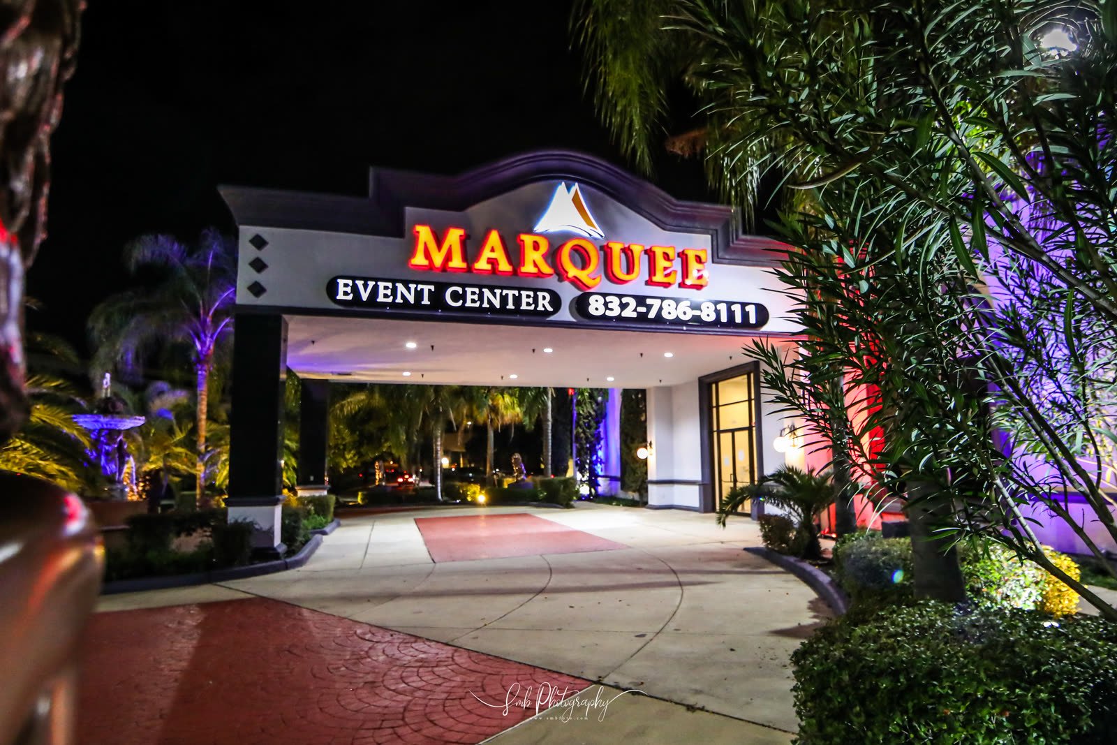 Marquee Event Center, illuminated frontage
